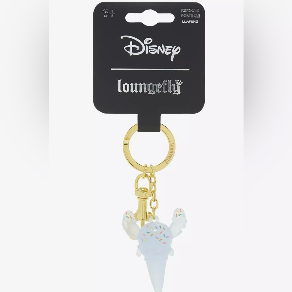 Loungefly Disney Stitch ice cream Keychain with Gold and White